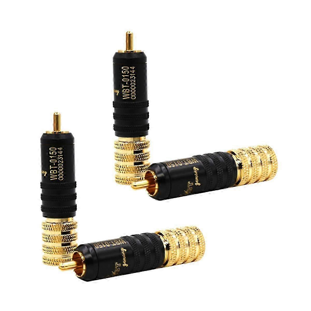 4PCS WBT-0150 Plug Jack Adapter Hifi Plug Connector Audio Plug Terminal Gold Plated Copper with Screw Locking