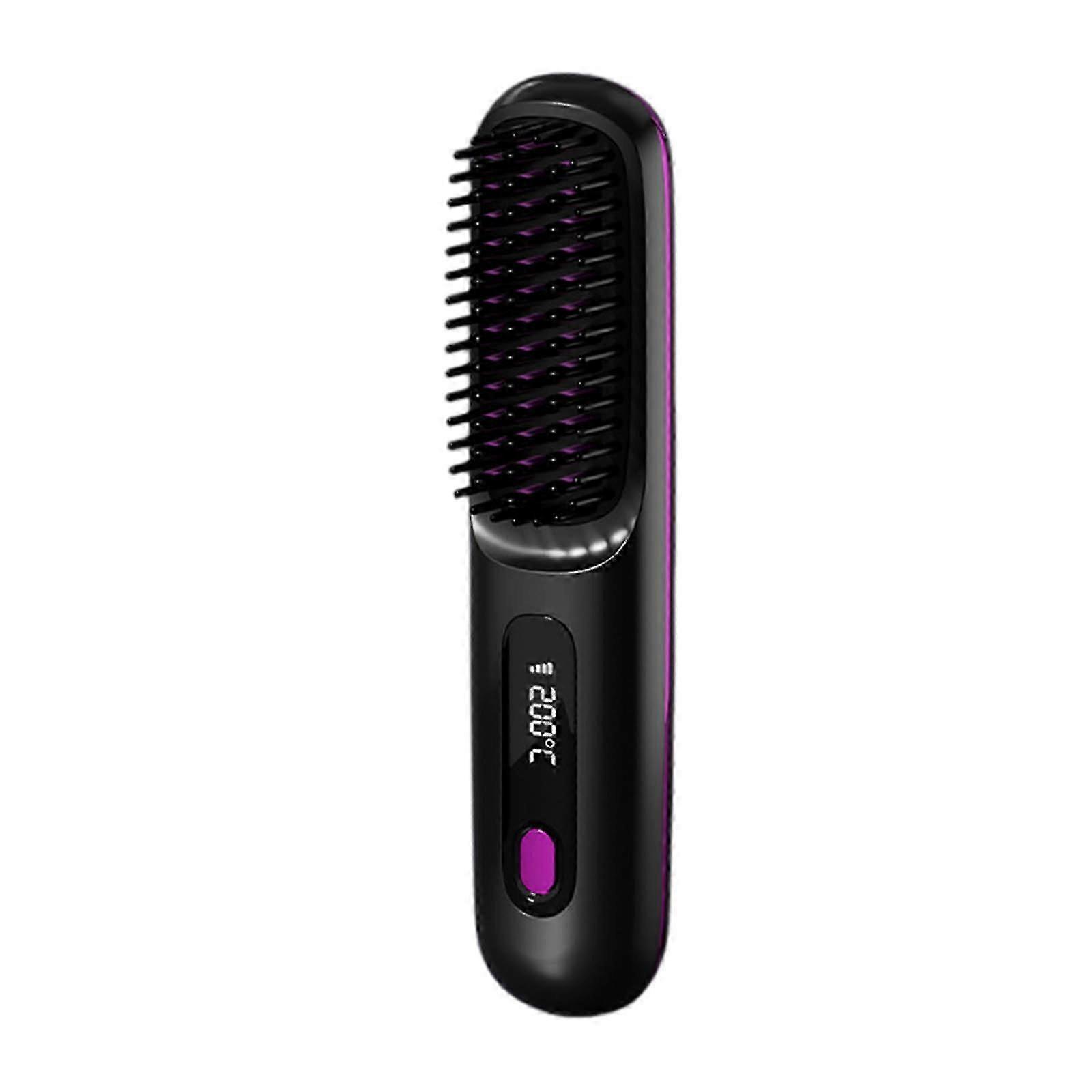Portable straightener brush with rechargeable battery for travel WU843