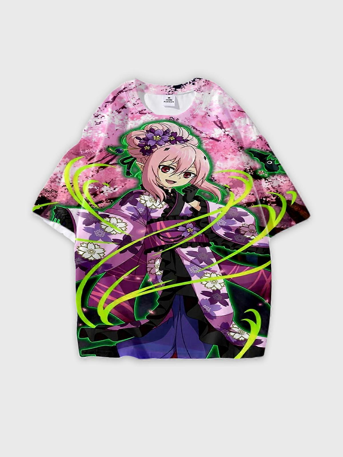 T-Shirt Round Neck, Loose Short Sleeve Seraph of the end Krul Tepes Graphic Tee, Unisex Summer Casual Top U67