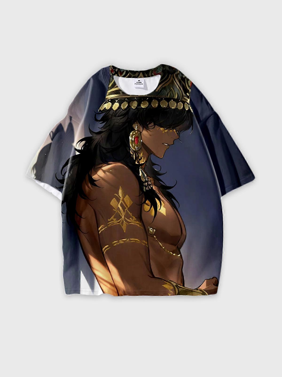 T-Shirt Round Neck, Loose Short Sleeve Sultan’s Game Graphic Tee, Unisex Summer Casual Top V822