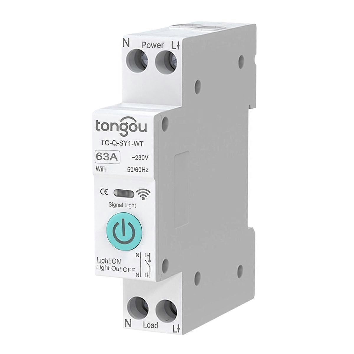 DC WIFI Smart Circuit Breaker 63A DIN Rail for Smart Home Wireless Remote Control Switch By APP White