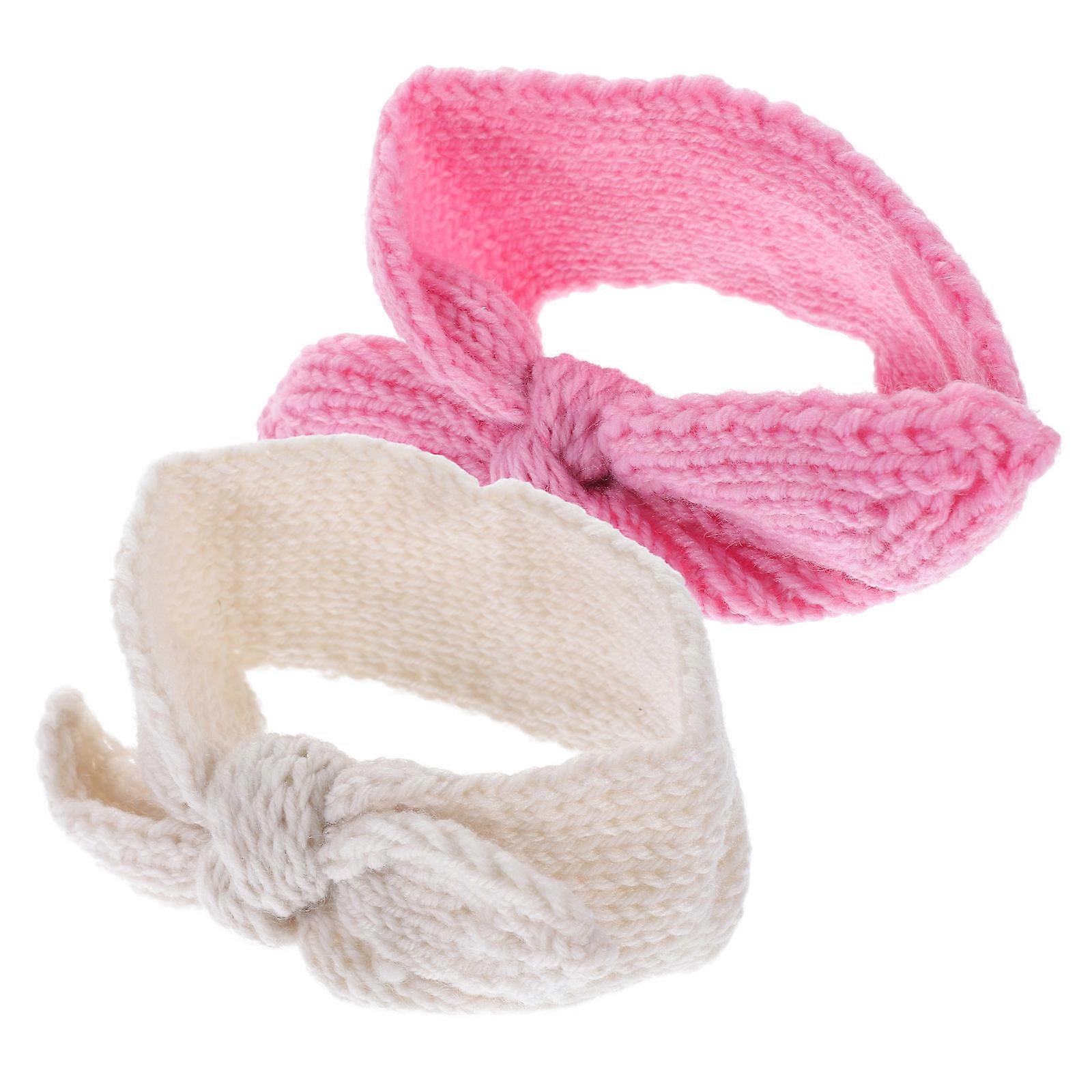 Infant Toddler Headbands 2Pcs Bow Shape Knitted Hair Bands Assorted Color for Various Occasions
