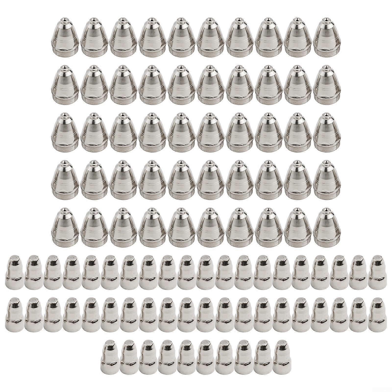 Plasma Cutting Essentials 100Piece Electrode Tips And Nozzles Set For P80 Torch Models 1.5mm