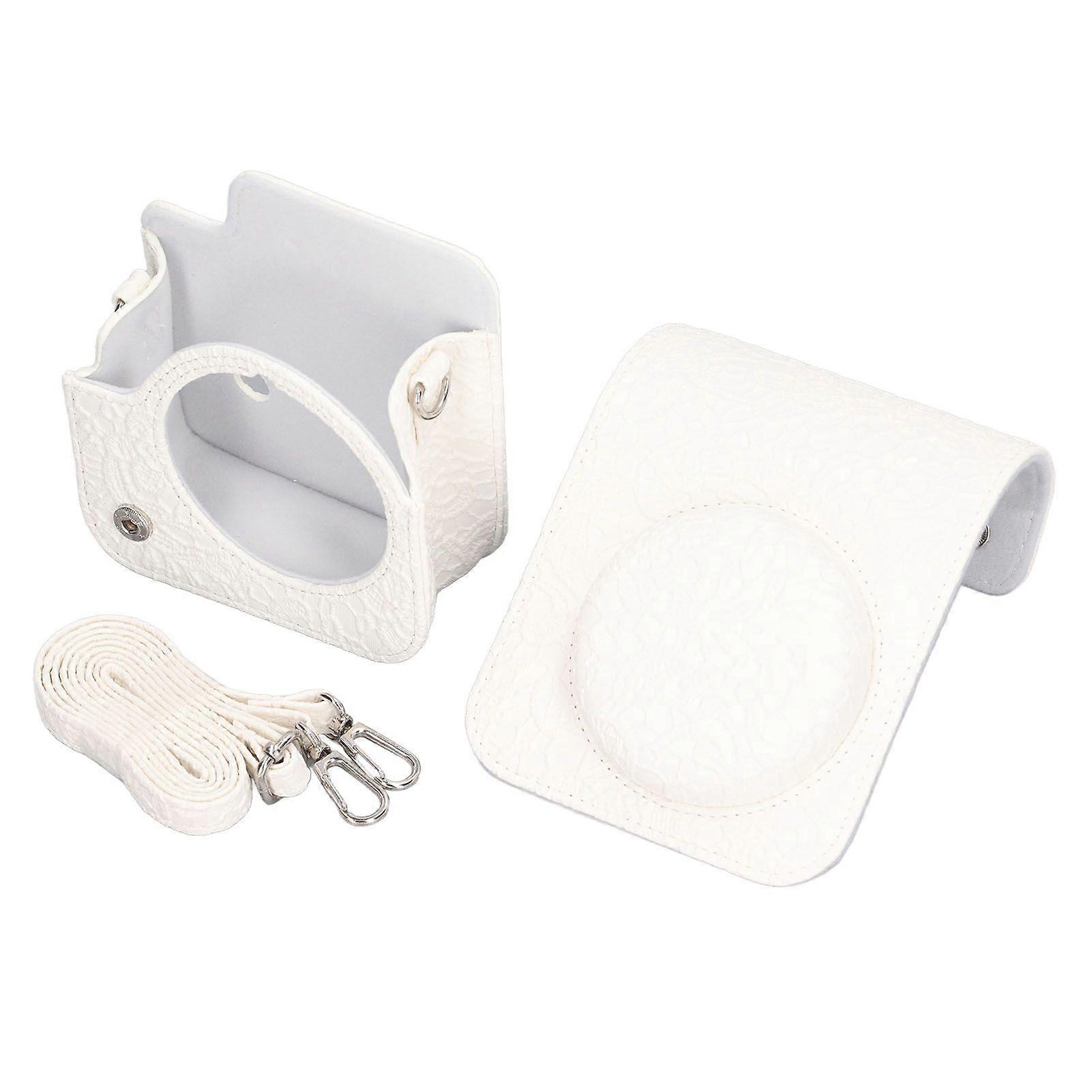 Instant Camera Protective Bag Vintage 3D Pattern Instant Camera Carrying Case for Fujifilm Instax Mini 12 White Lace