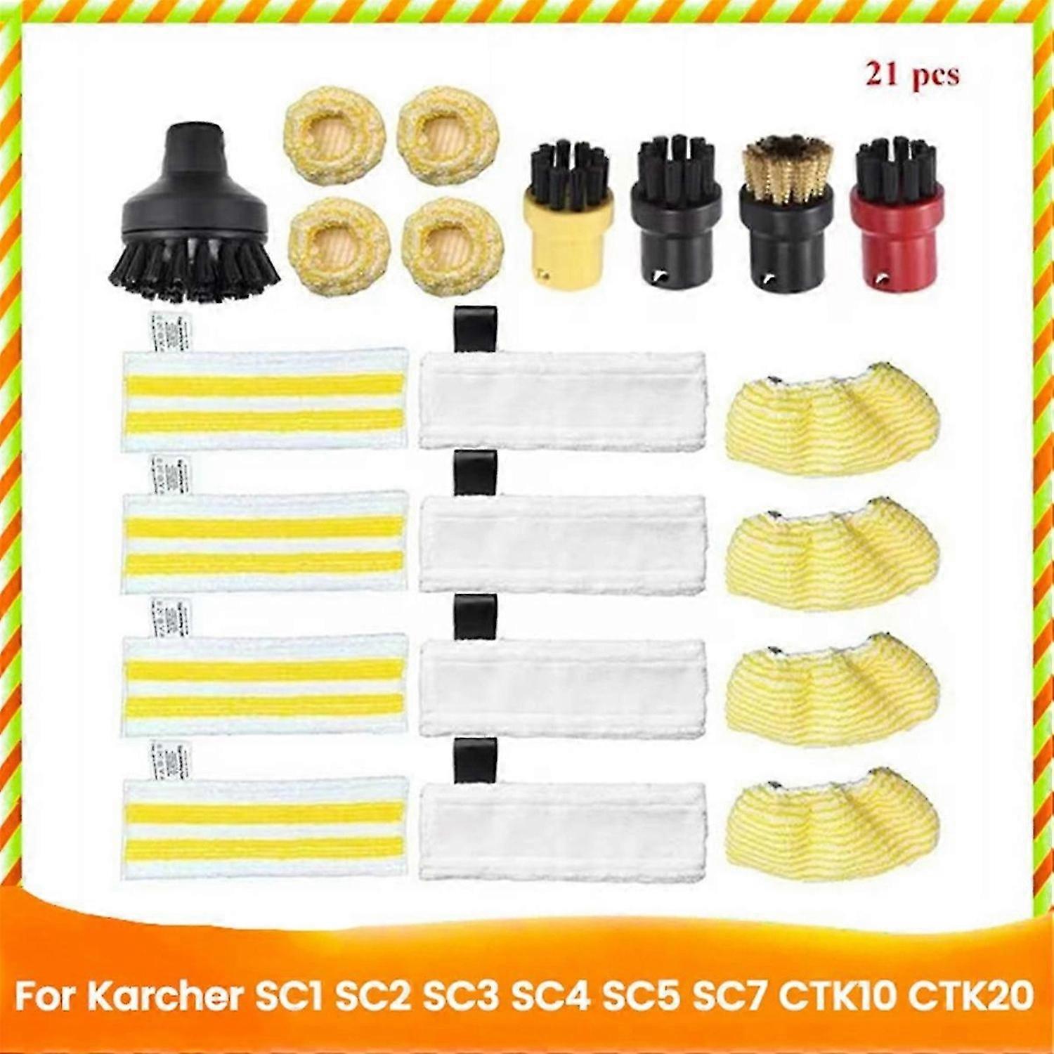 21PCS Steam Cleaner Part for SC1 SC3 SC4 SC5 SC7 Replacement Nozzle Brush Mop Cloth Stubborn Stain R