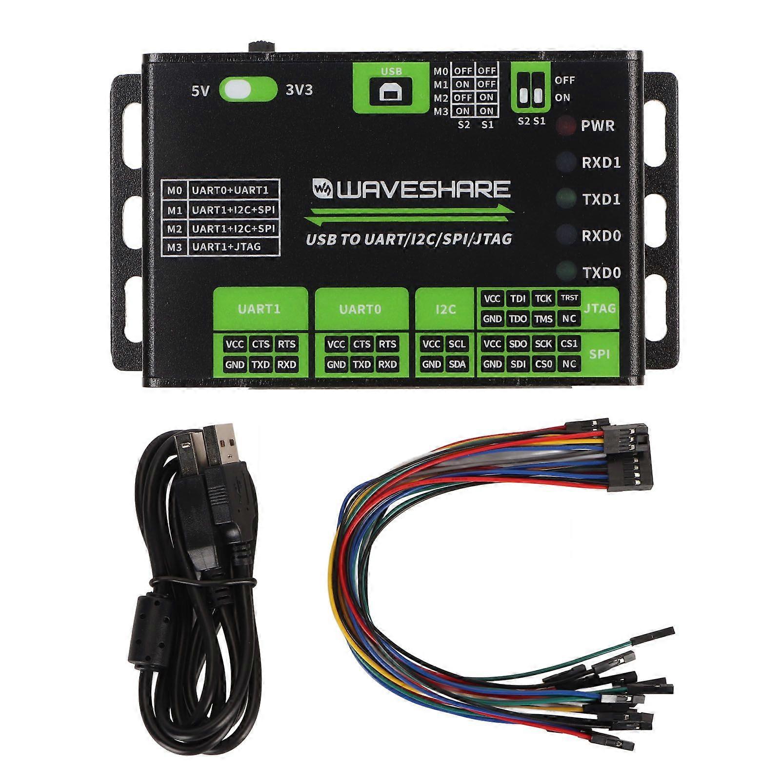 USB to UART I2C SPI JTAG Converter Supports Multiple Interfaces 3.3V 5V Aluminium Alloy Shell Industrial USB Converter