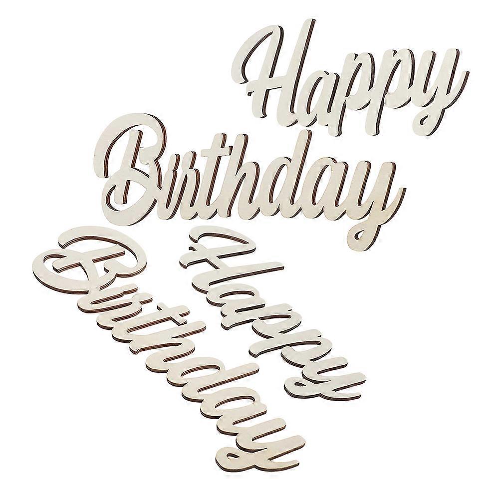 Happy Birthday Wooden Plaque Wall Decor For Family Parties In Golden Color With Rectangular Shape 2 Sets