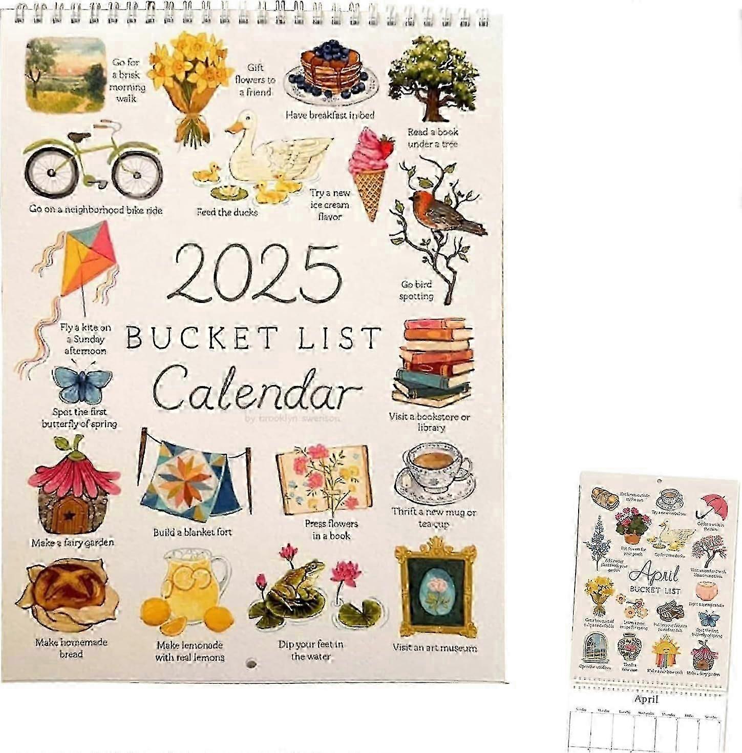 2025 Bucket List Calendar, 12 Months Wall Calendar, 2025 Wall Calendar To Do List & Notes Calendar, 2025 Calendar for Planning or Organizing