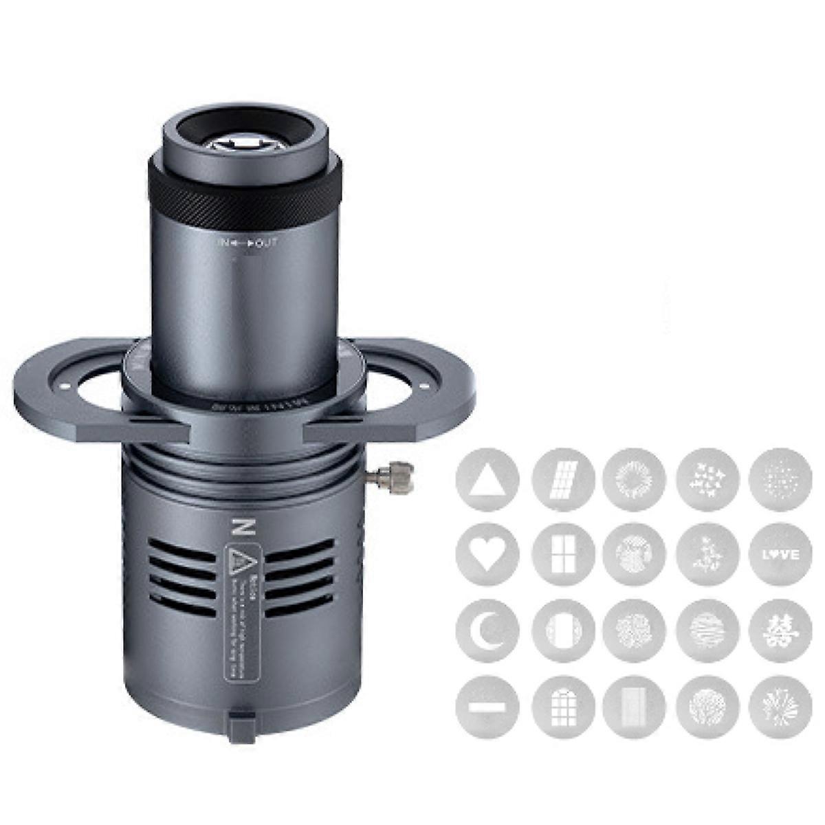 AL20 Photograph Flash Snoot Conical Lens Art Special Shaped Beam with Optical Spotlight Lens 20 Gobos for Mount
