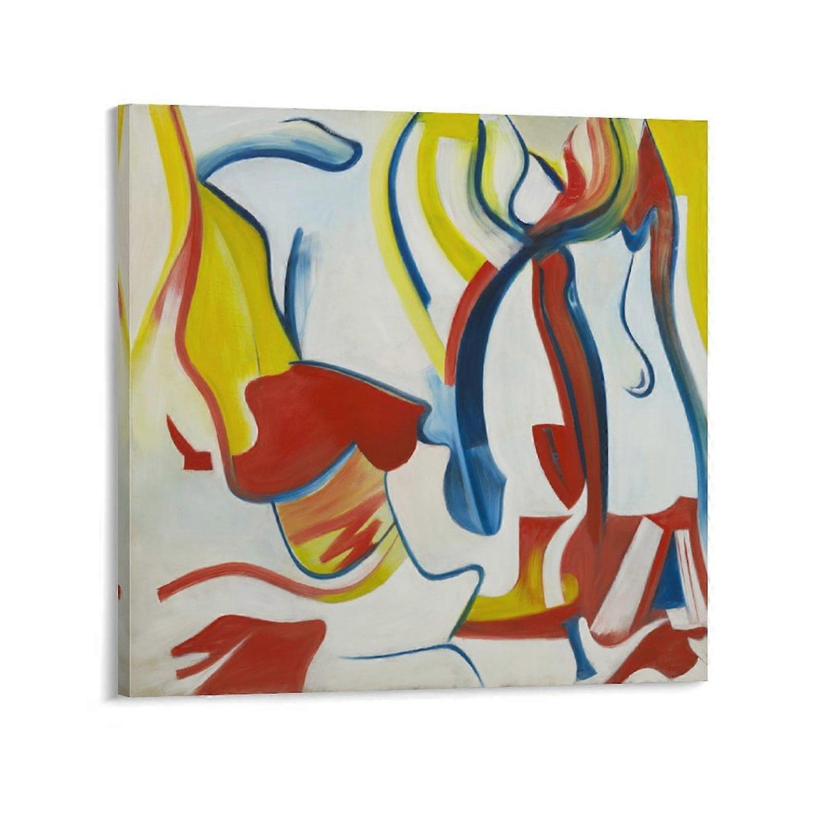 Willem De Kooning Abstrakt Svart Målning Affisch Art 12x12inch Canvas Väggkonsttryck för Vardagsrum Sovrum Inredning
