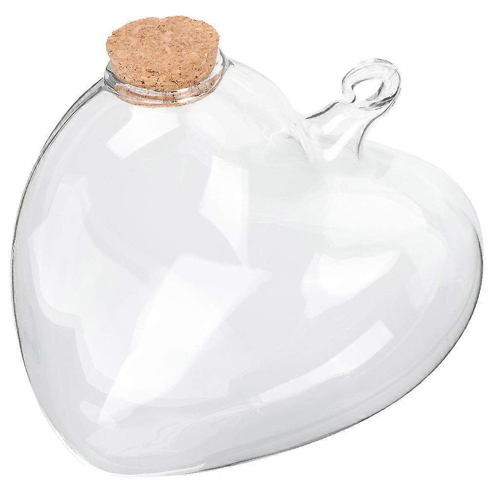 Transparent Glass Container Wishing Bottle for Storage 2Pcs Hanging Heart Shaped Bottles