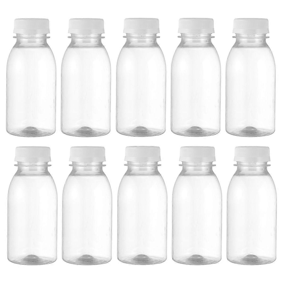 10Pcs Transparent Water Bottle Plastic Beverage Bottles 250ML (Transparent)