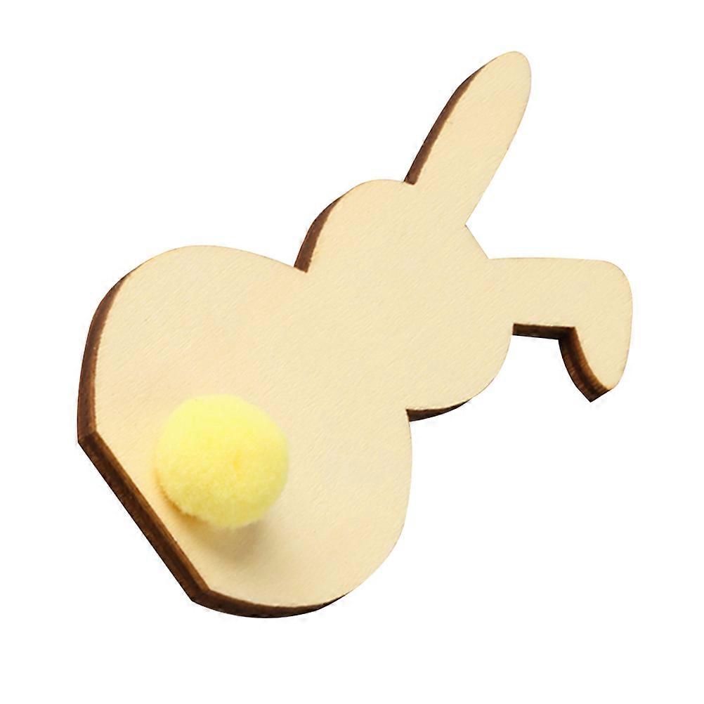 Decor Rabbit Wood Craft for 2Pcs Yellow Plush Ball Ornament