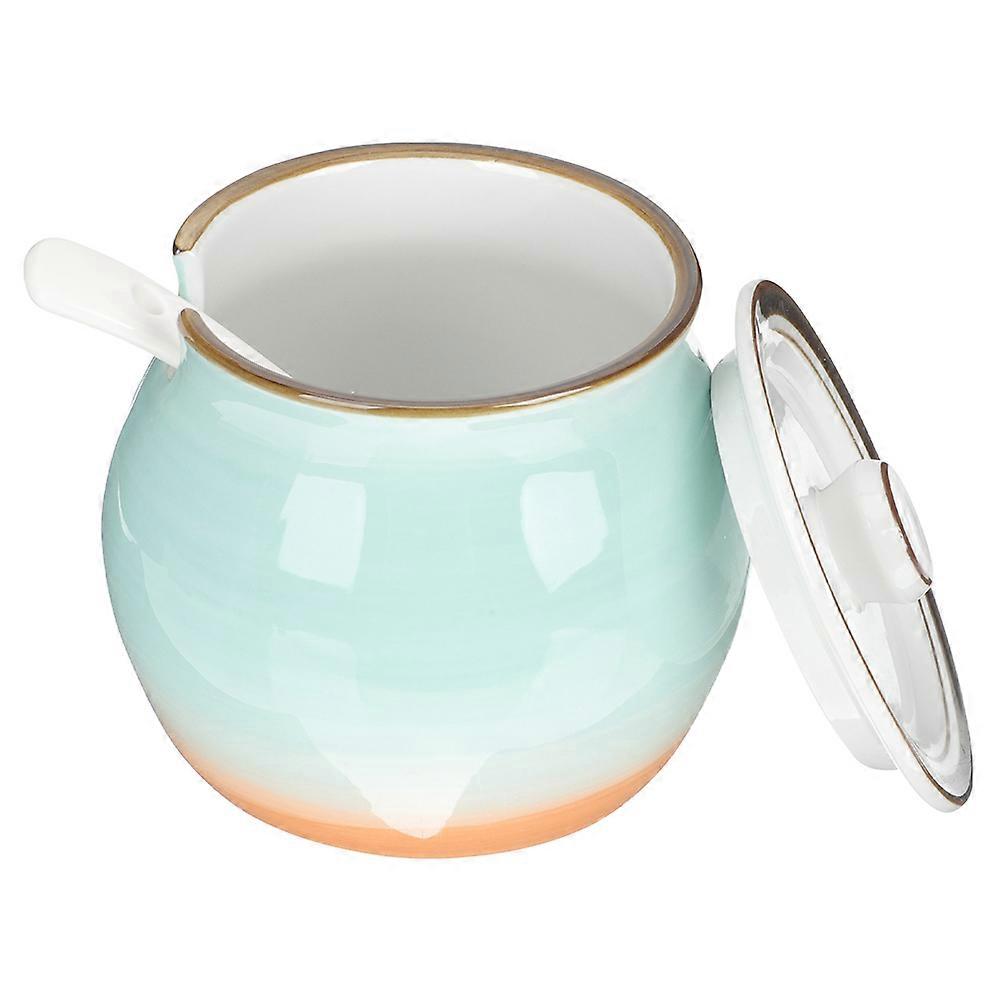 Ceramic Condiment Jar 2Pcs Retro Style Storage Vessel For Coffee Bar 12.5X12.5CM Protection Function