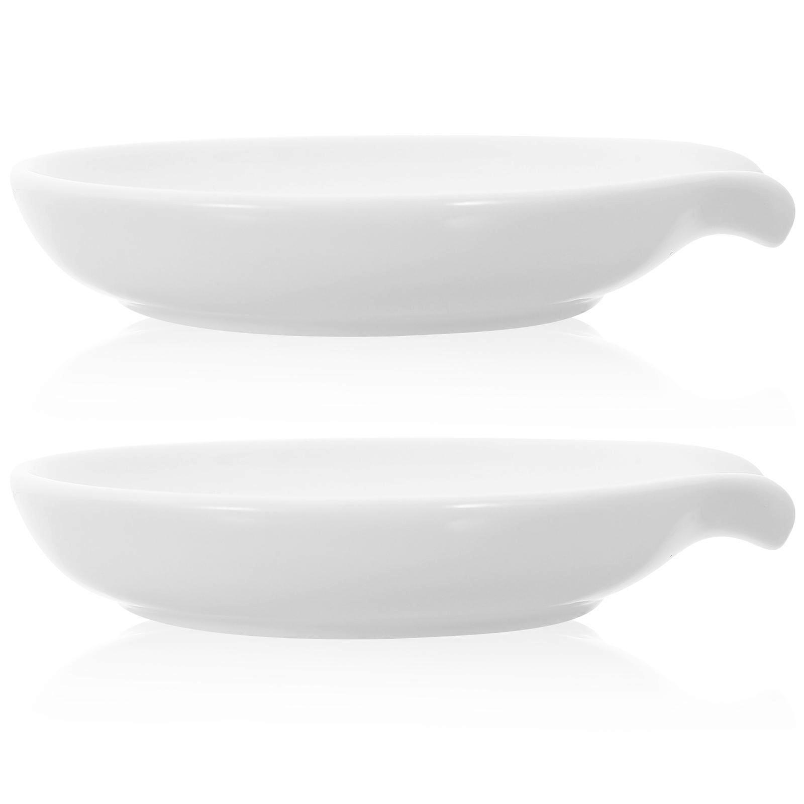 Ceramic Spoon Holder for Kitchen Counter 10Pcs White Spoon Rest