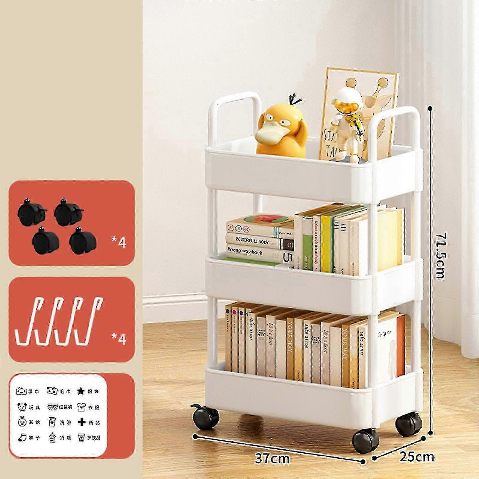 Shopping Cart with Wheels, Book Storage Cart, Shopping Cart with 2/3 shelf, Storage Cart with Pet Wheel, Dormitory