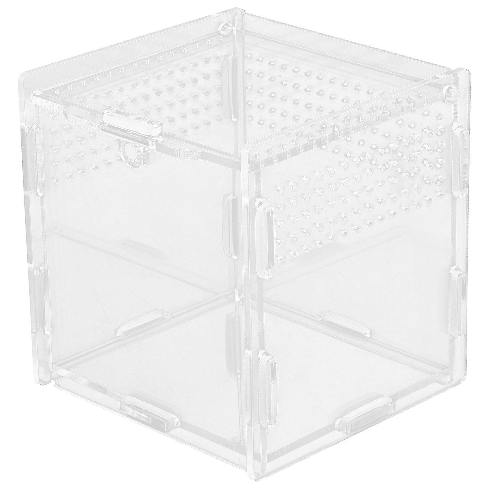 Reptile Feeding Box Durable Acrylic Transparent Storage Case 2Pcs
