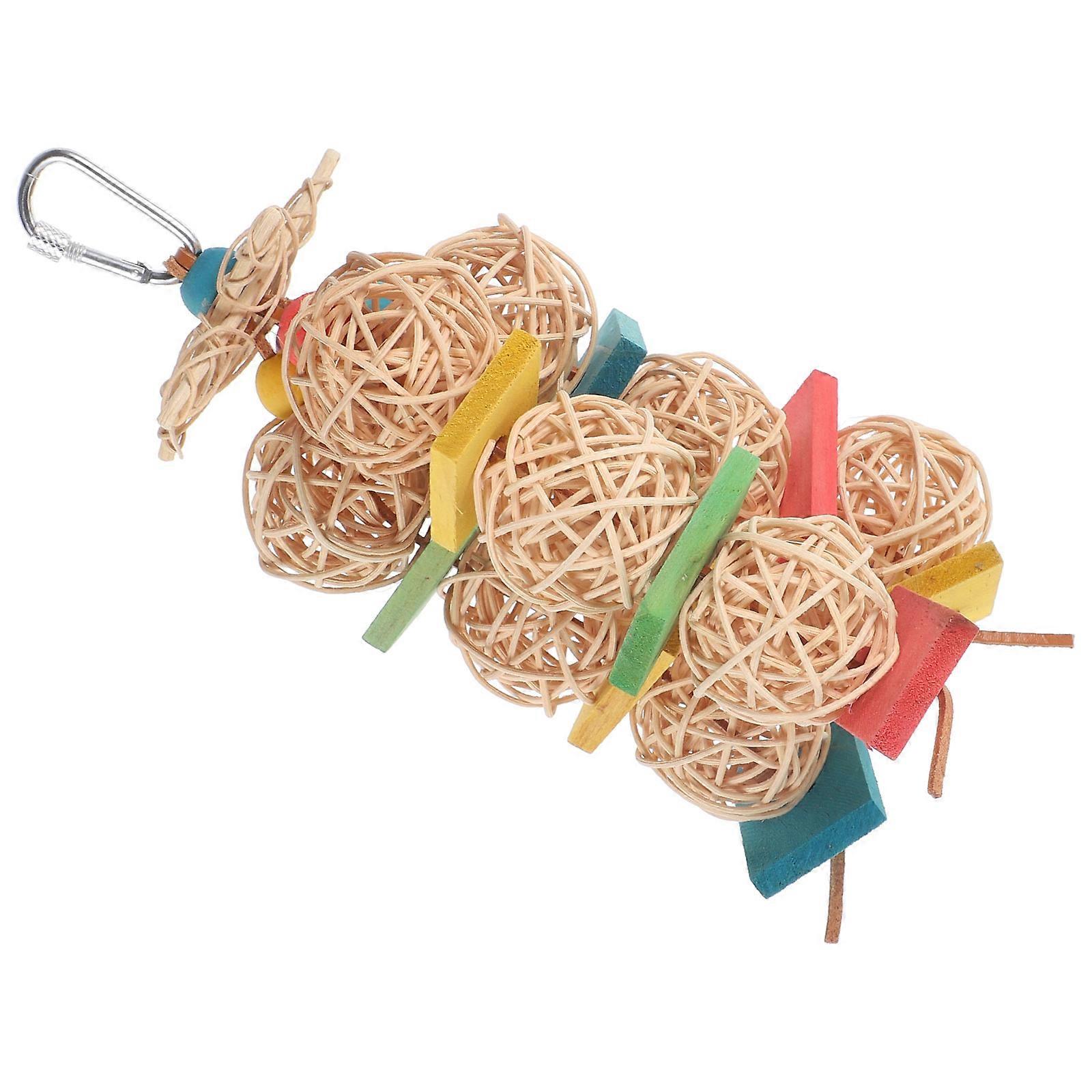 Wooden Chewing Toy For Parrots Featuring A Fun Hanging Design For Daily Use 1 Set