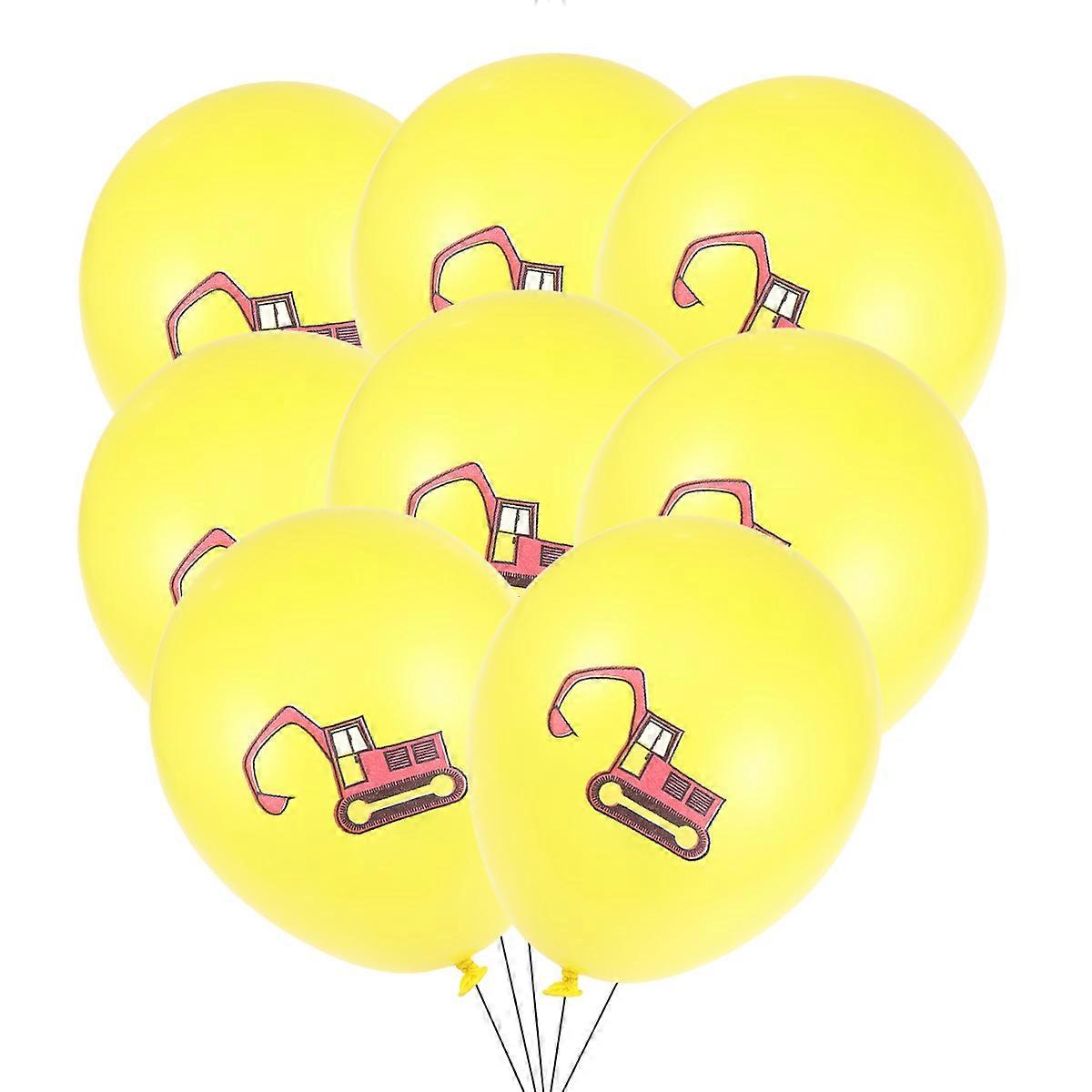 Latex Balloons Set for Birthday Party with 3Pcs Yellow Excavator Design