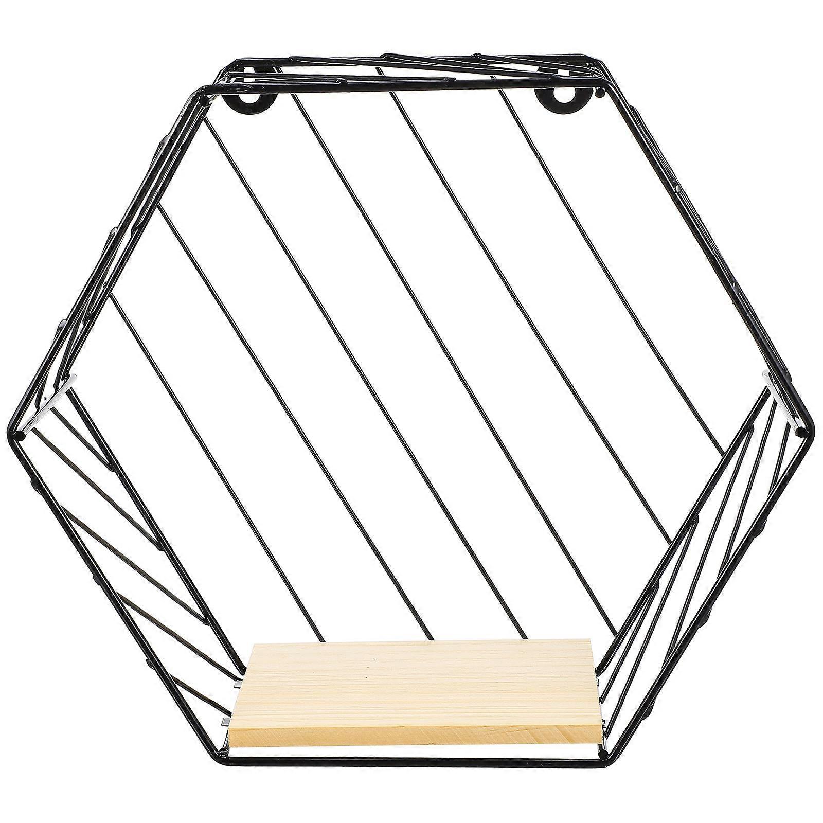 Iron Wall Shelf Kitchen Wall Shelf for Storage Use 2Pcs Black Mounted Storage Rack