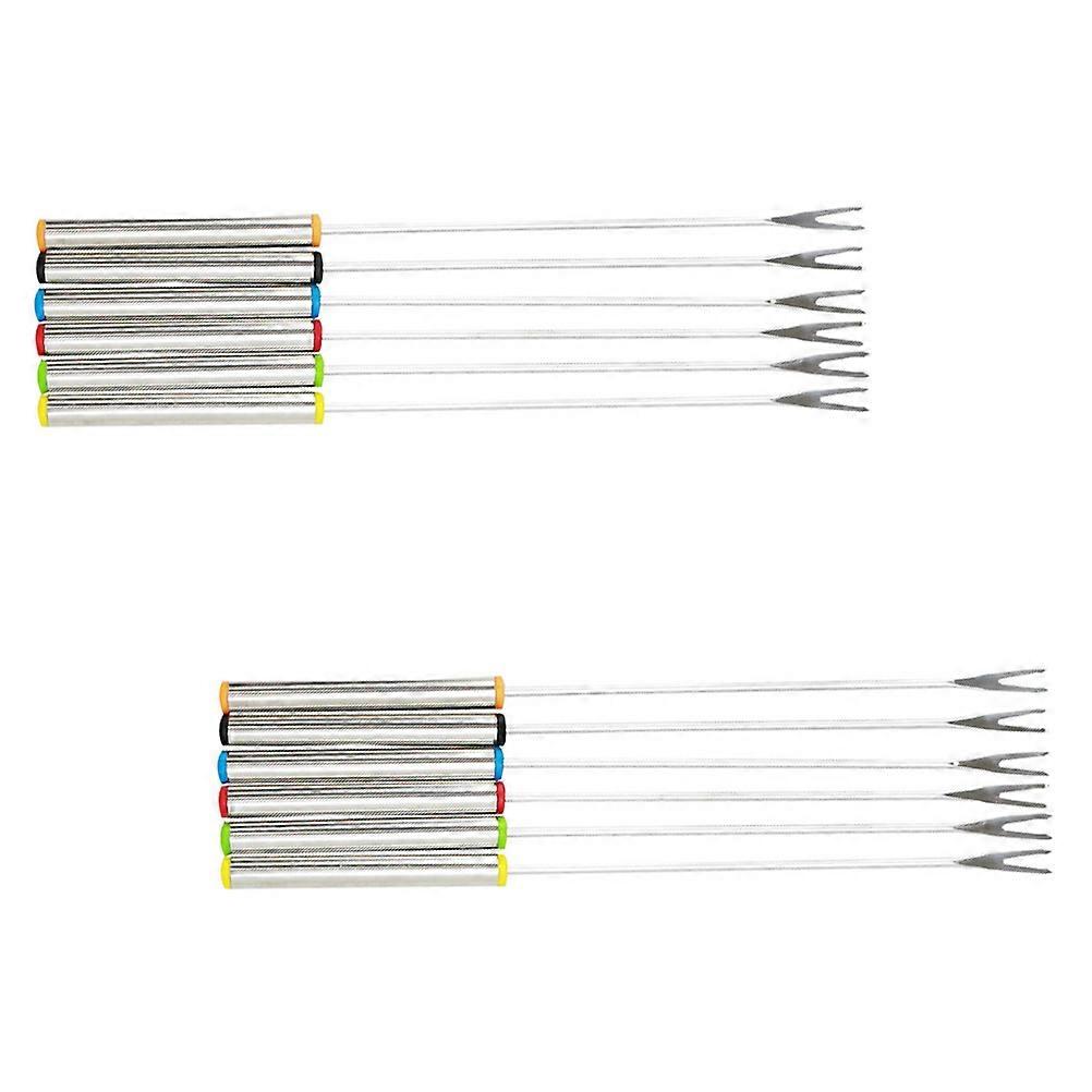 Stainless Steel Kitchen Cheese Forks For Home Use Assorted Color Anti-rust 24Pcs