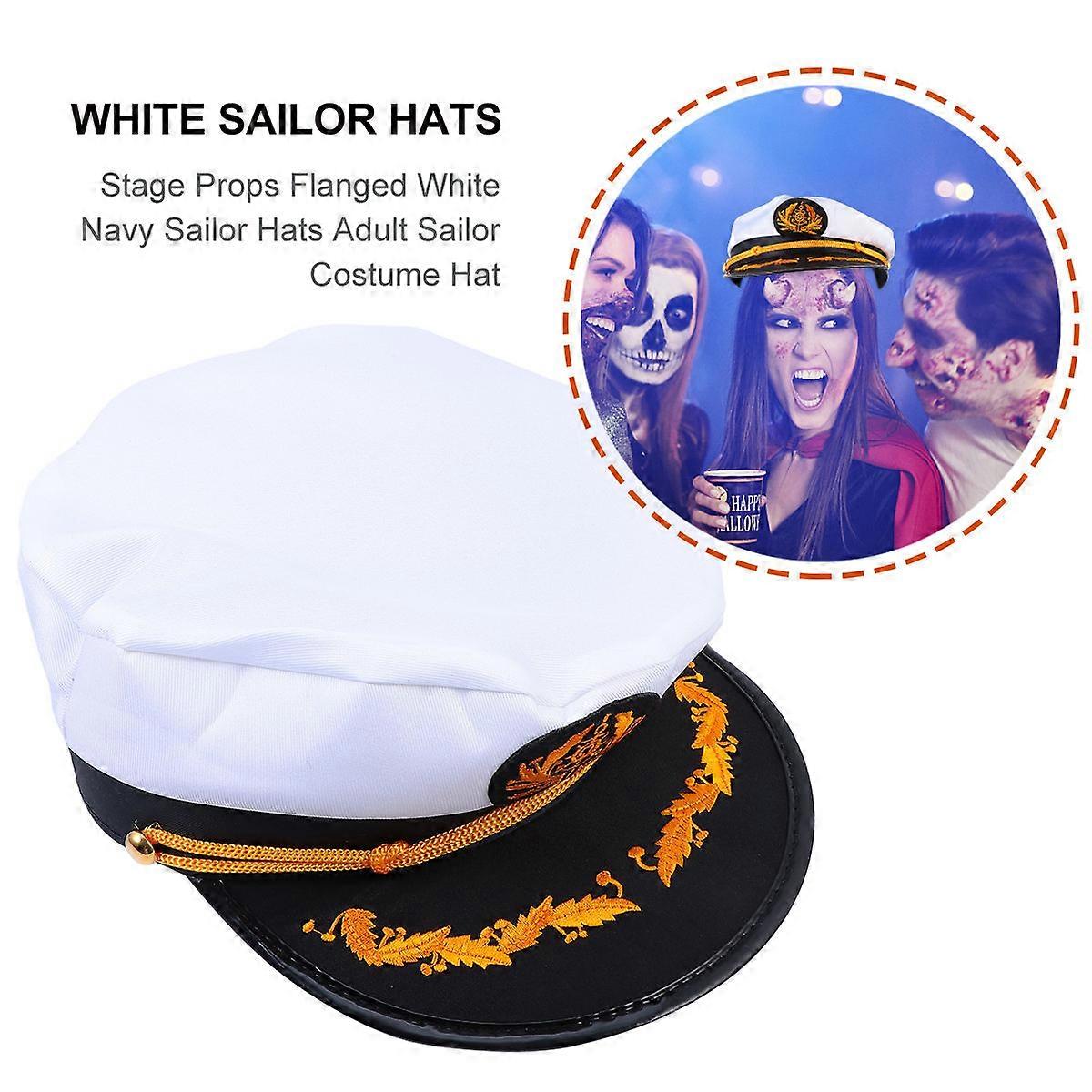 White Sailor Hats 1Pcs Flanged Navy Sailor Hat Ideal for Stage Performance Party Accessory Crafted from Durable Fabric