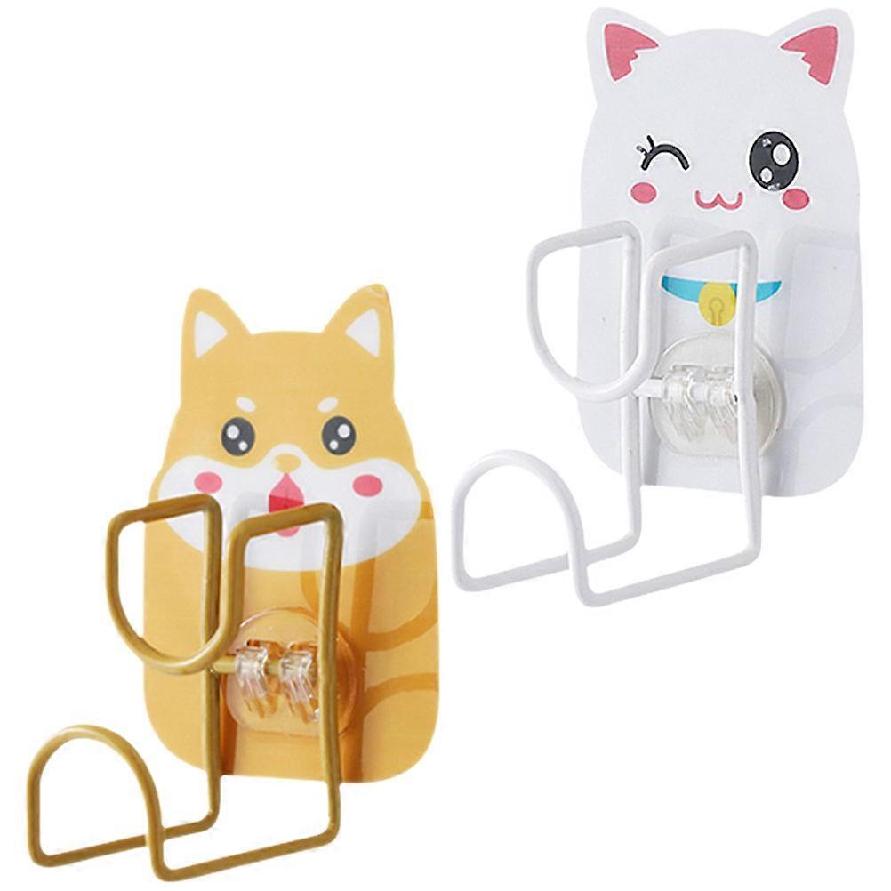 6Pcs Wall Hooks for Hanging Washbasin with Cartoon Animal Pattern