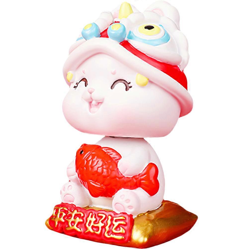 Resin Mini Bunny Decorations Shaking Head Rabbit Figurines 3Pcs