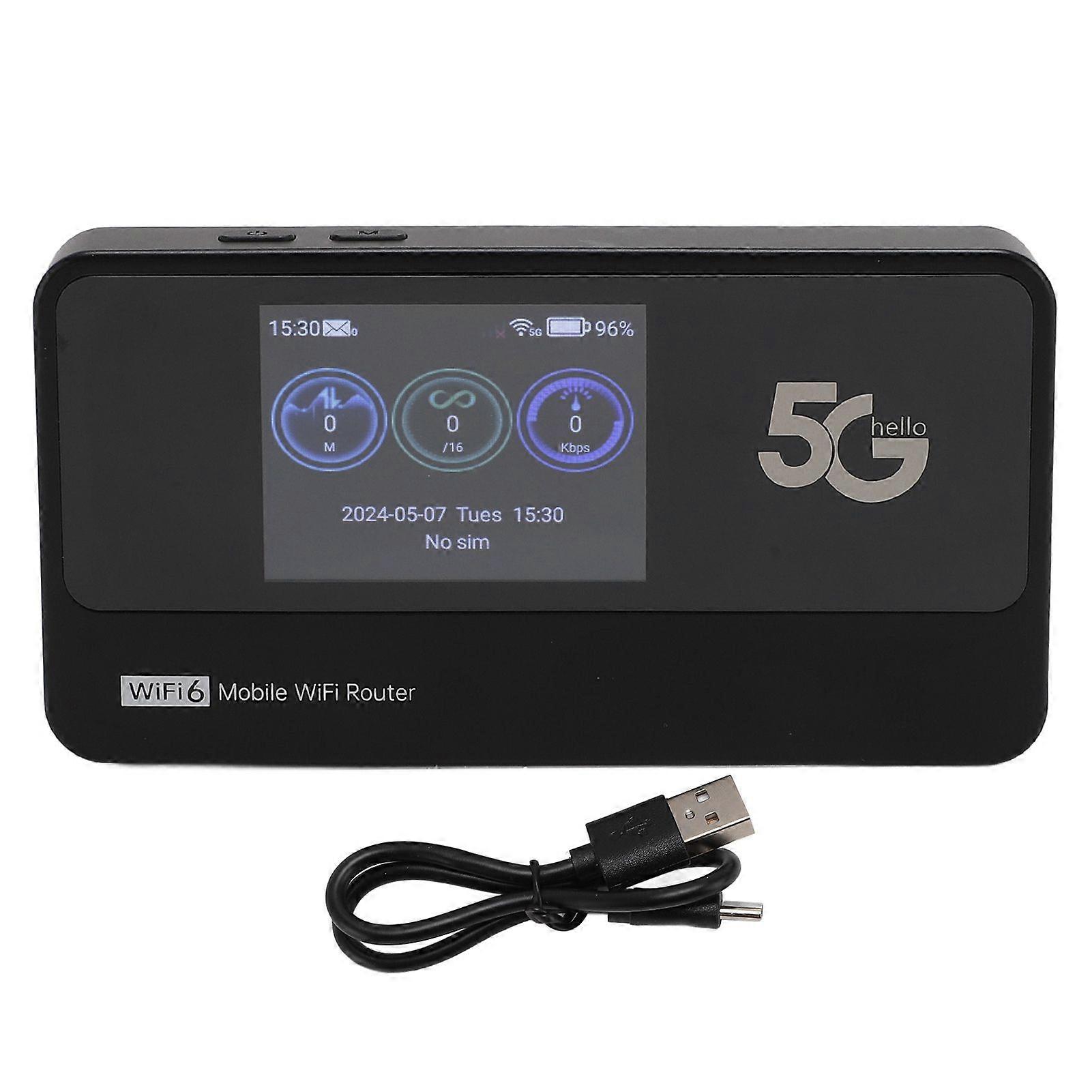 5G WiFi Mobile Hotspot Power Bank 2.5 Inch Color Screen WiFi6 5G 4G LTE 16 Users Portable Travel WiFi Router with SIM Card Slot for Android 11