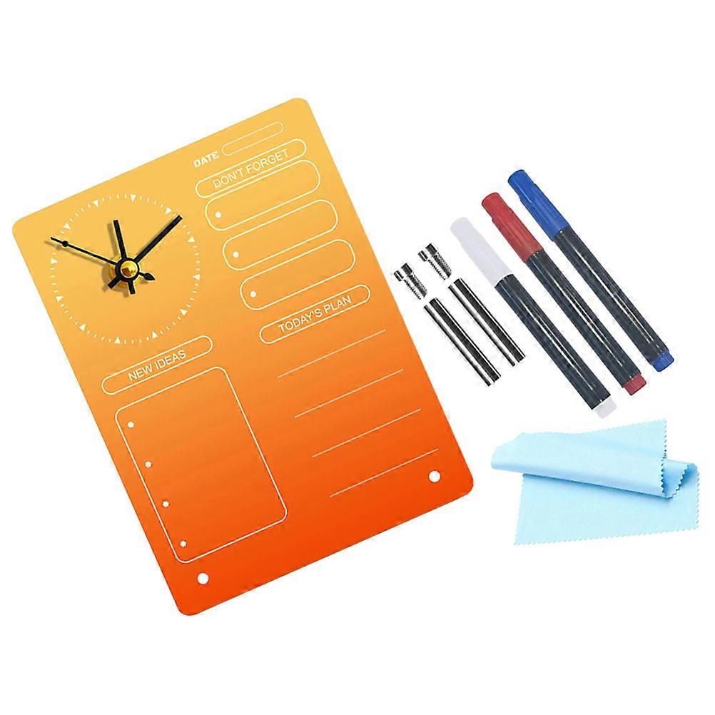 Acrylic White Board Table to Do List Board with Clock for 5Sets