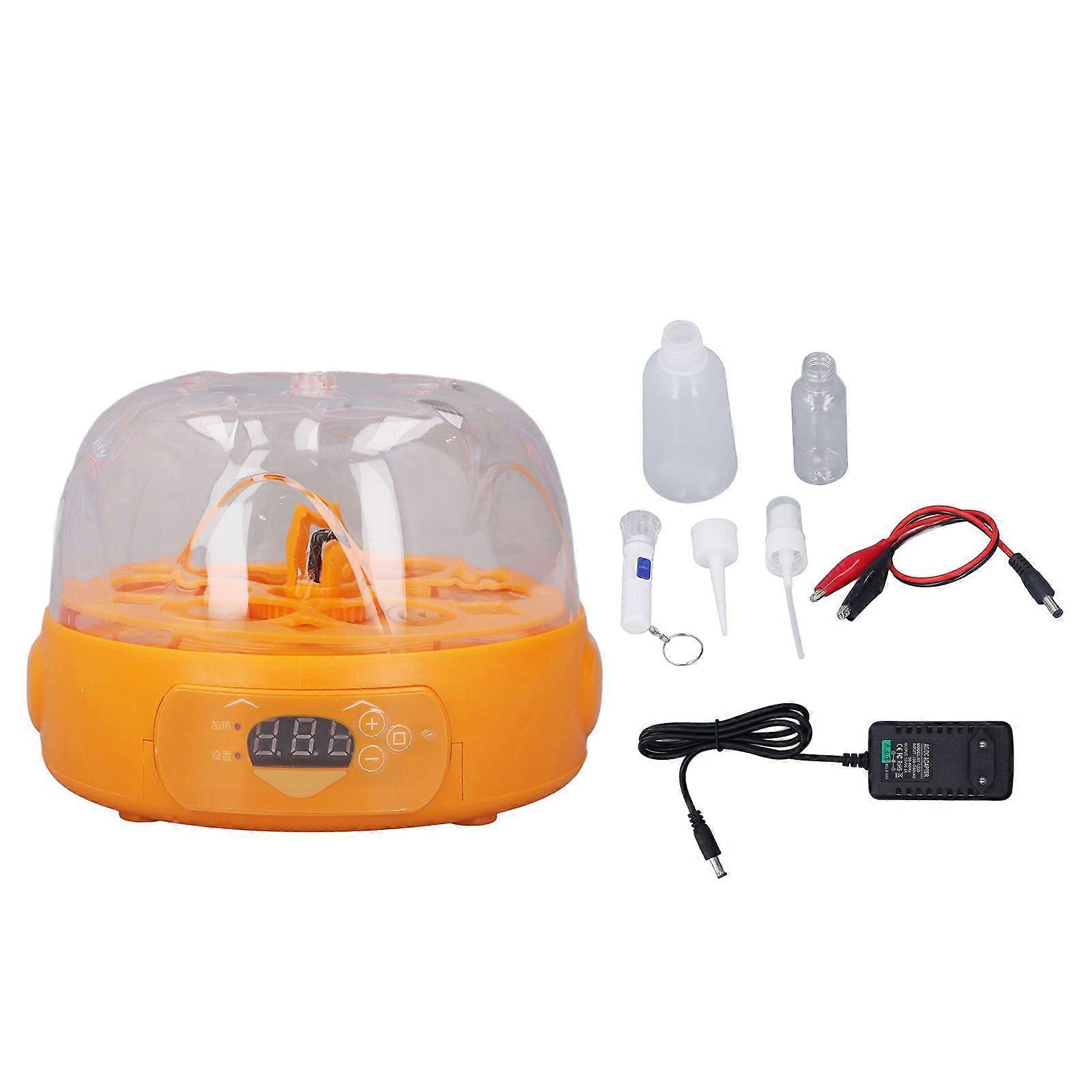 15W Egg Incubator 6 Eggs Digital Mini Fully Automatic Egg Incubator with Automatic Egg Turner for Hatching Chicken Duck Quail 100240V Yellow EU Plug