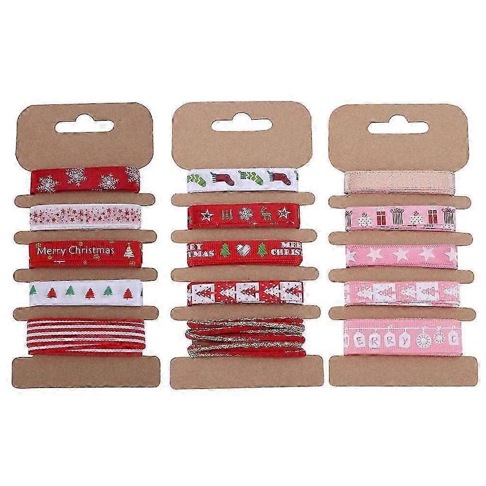 Christmas Tree Decoration Ribbons Festive Atmosphere Assorted Color 1 Meter Long Per Ribbon Wreath Making 3Pcs