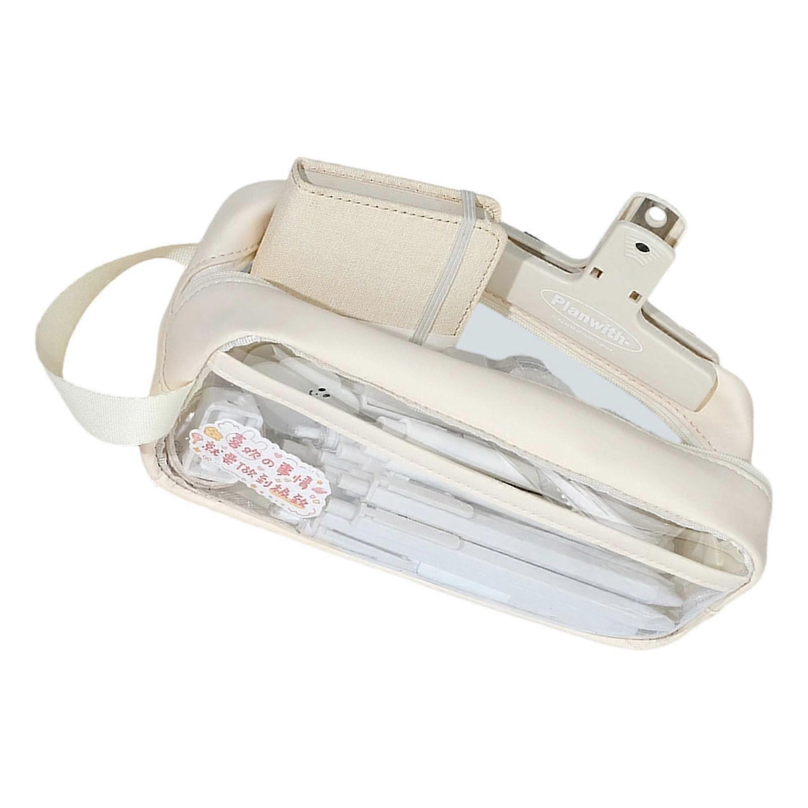 Clear PVC Pencil Case Water Resistant Large Capacity Pencil Pouch White