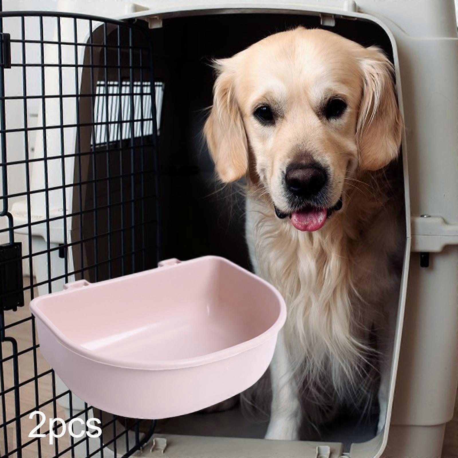 2 Pieces Pet Crate Hanging Bowls for Wire Cages or Crates Easy to Mount Slow