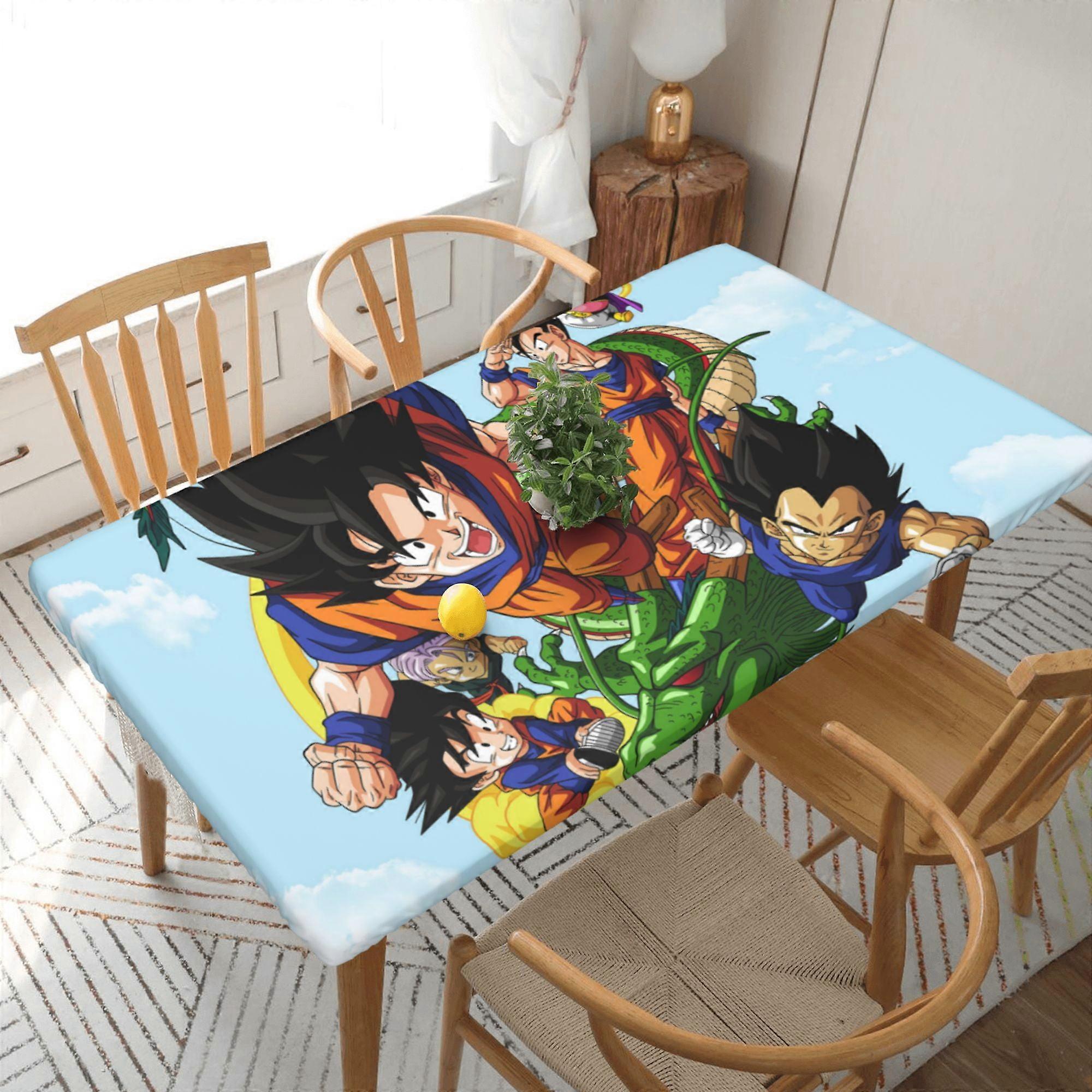 Anime Cartoon Dragon Ball Z Elastic Edged Table Cover Reusable Fitted Rectangle Tablecloth For Dining Kitchen Party 2.5X5 FT-Style 3