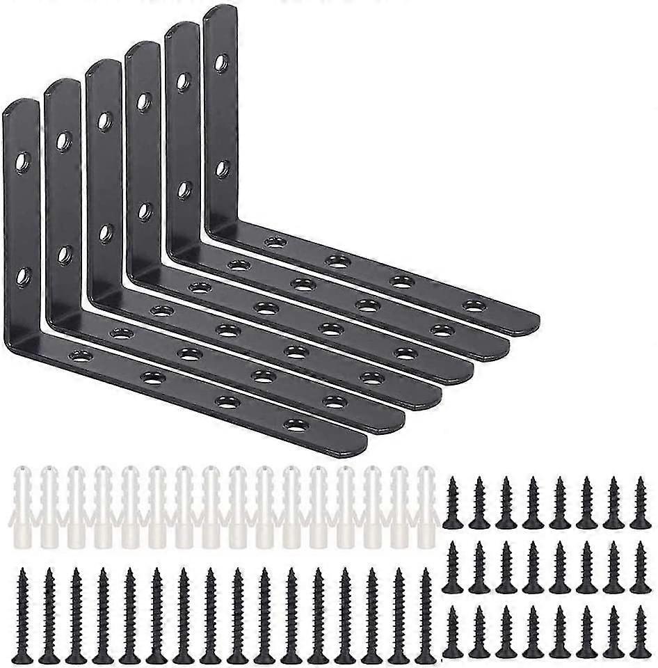 L-bracket,black Shelf Brackets,black Wall Shelf Shelf Bracket,fixing Bracket,90 Shelf Bracket For Corner Shelf,screw-on Bracket6pcs
