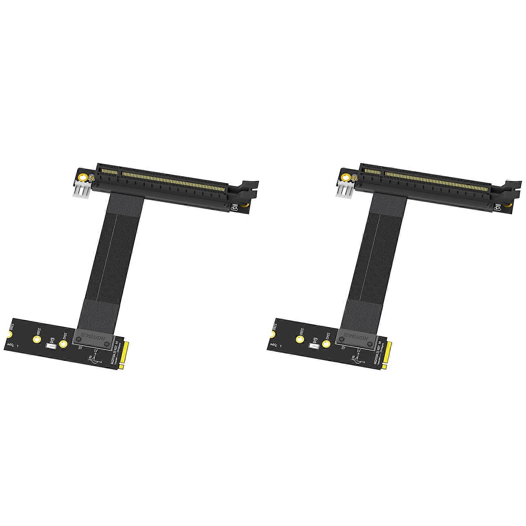 2X M.2 NGFF Key M to PCIe 16x Graphics Card Riser Adapter Card, Nvme to PCI-Express 16X Extension Cable(Left Direction)