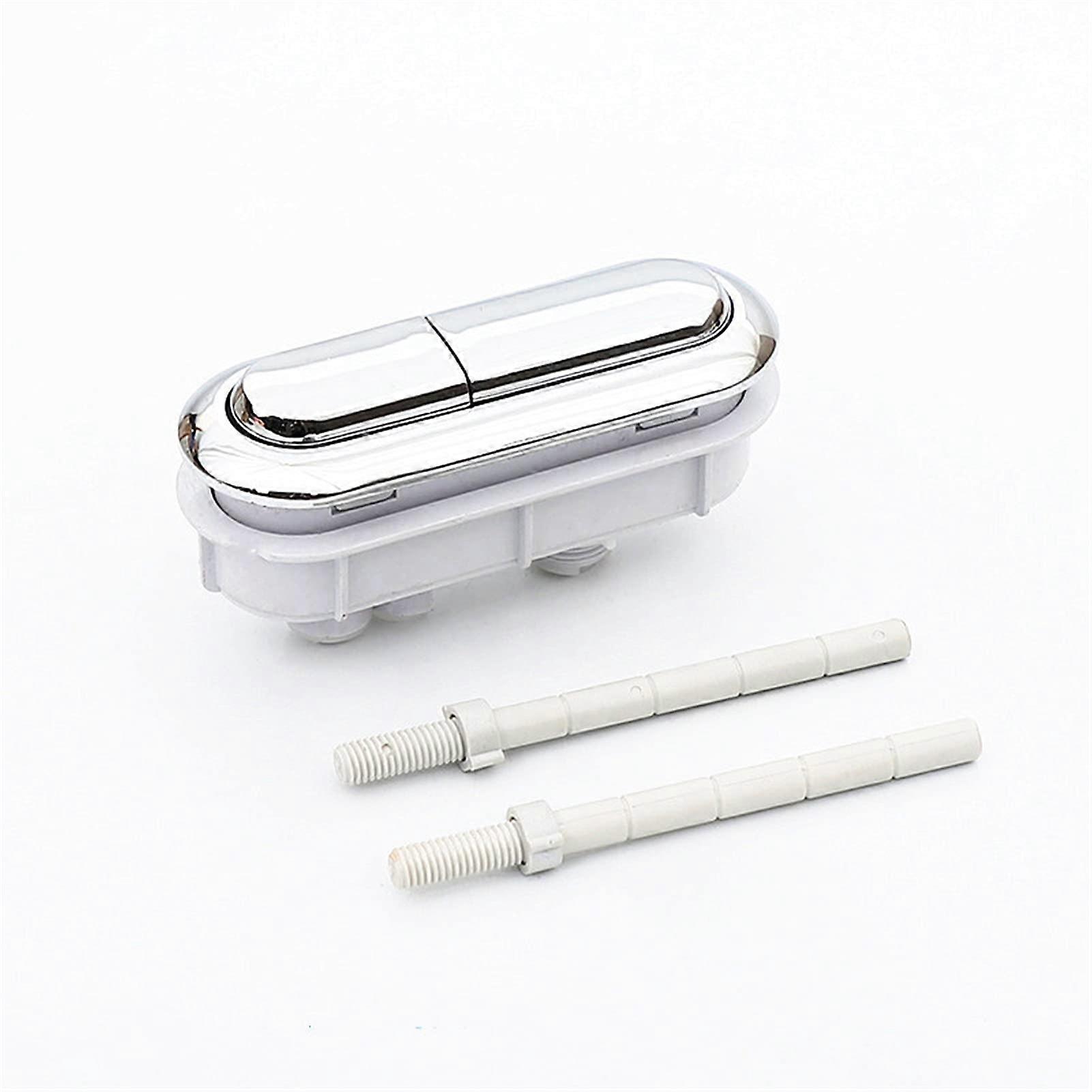 Toilet Flush Button ABS Plastic Double Key Button 9.9 X 2.9 Cm Silver For Standard Toilet Tanks