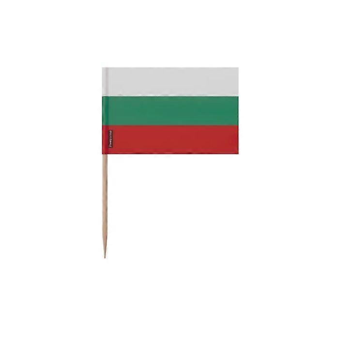 Bulgarian Flag Toothpicks - 6.5 cm - 100 pieces - Adhesive plastic - Bamboo stick - Pixelforma