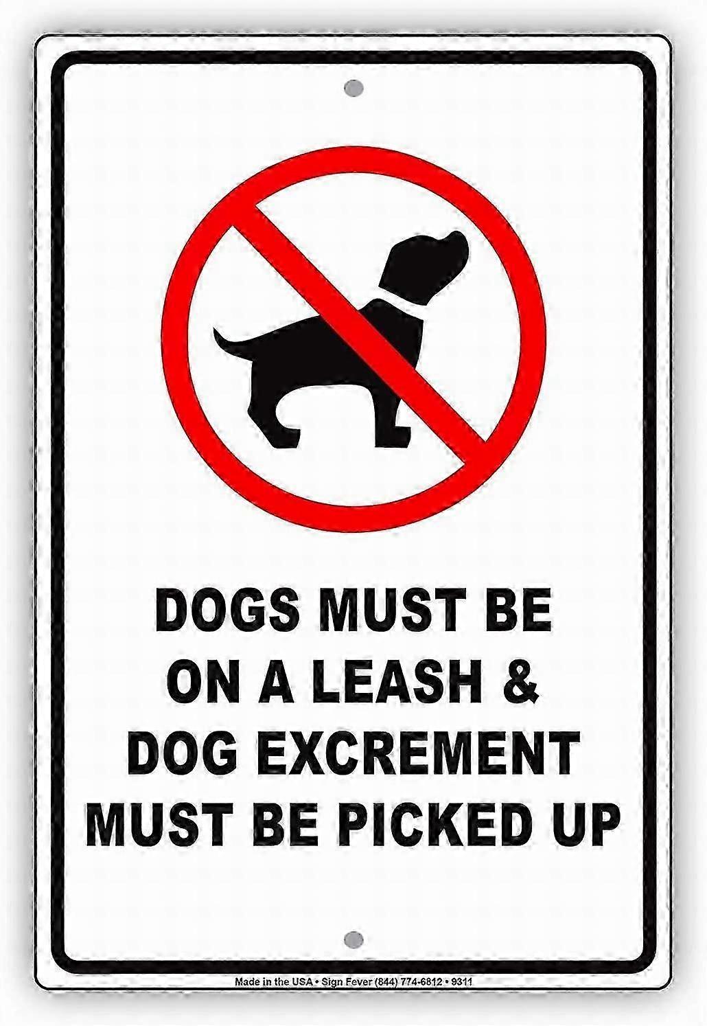 علامة السلامة يجب أن تكون مقيدة وبراز يجب التقاط فن الحائط تحذير علامات القصدير ديكور ساحة الطريق المعدني