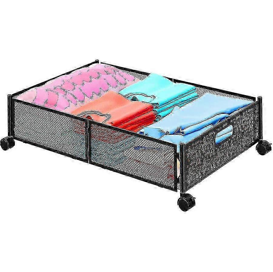 Under Bed Rolling Storage Foldable Metal Under Bed Storage Organizer Drawer