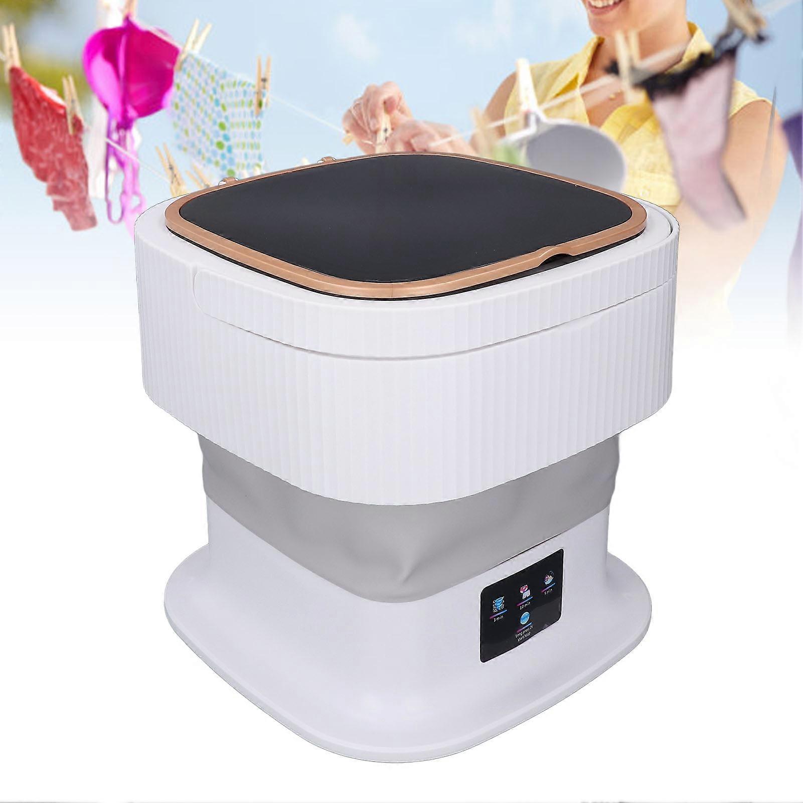Portable Washing Machine 11.5L Large Capacity 3 Timer Modes Mini Foldable Washer with Drain Hose for Underwear Baby Clothes US Plug 100-240V Gray