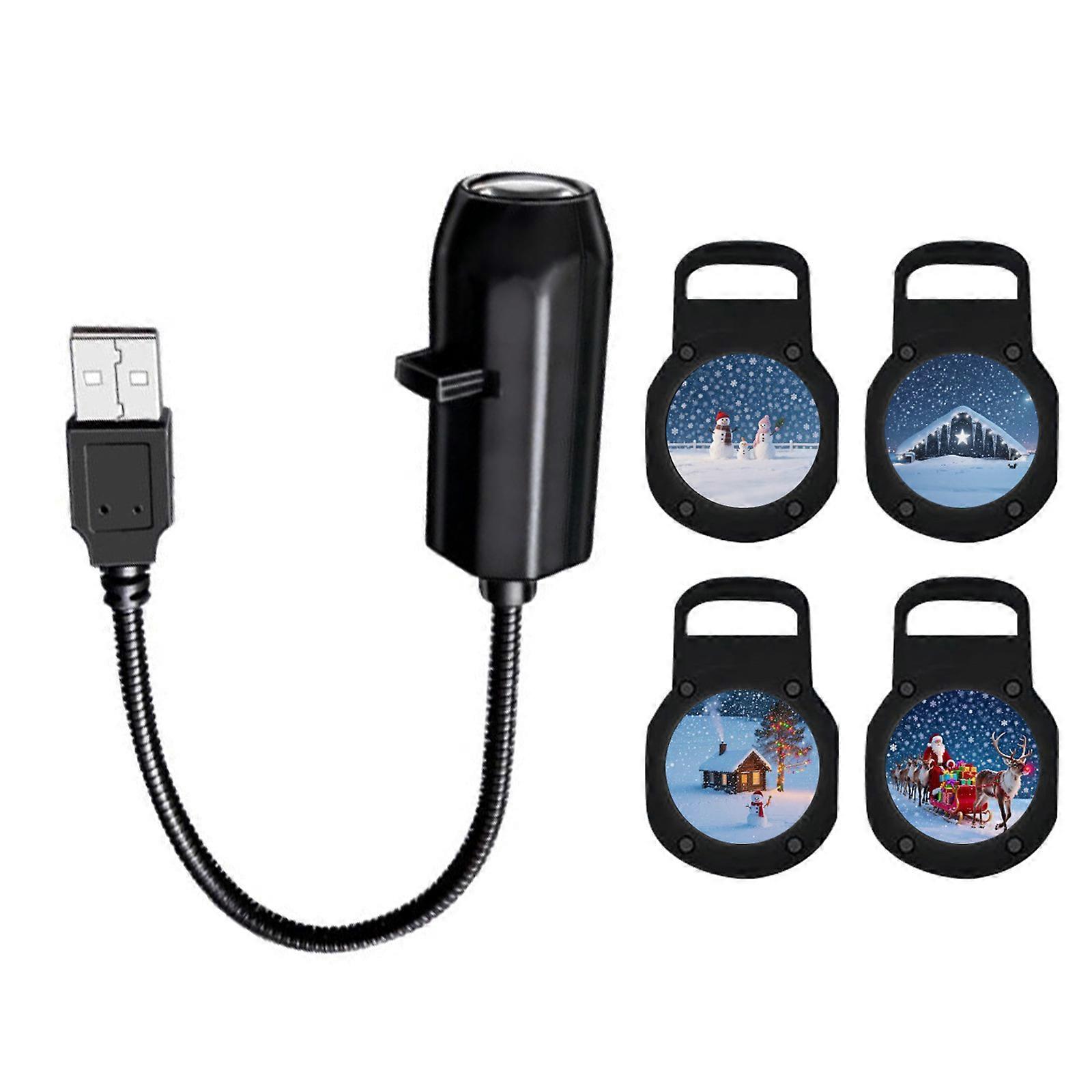 USB Christmas Projector Lamp,4 Slides,360 Rotation Design For Room Ceiling Multicolor
