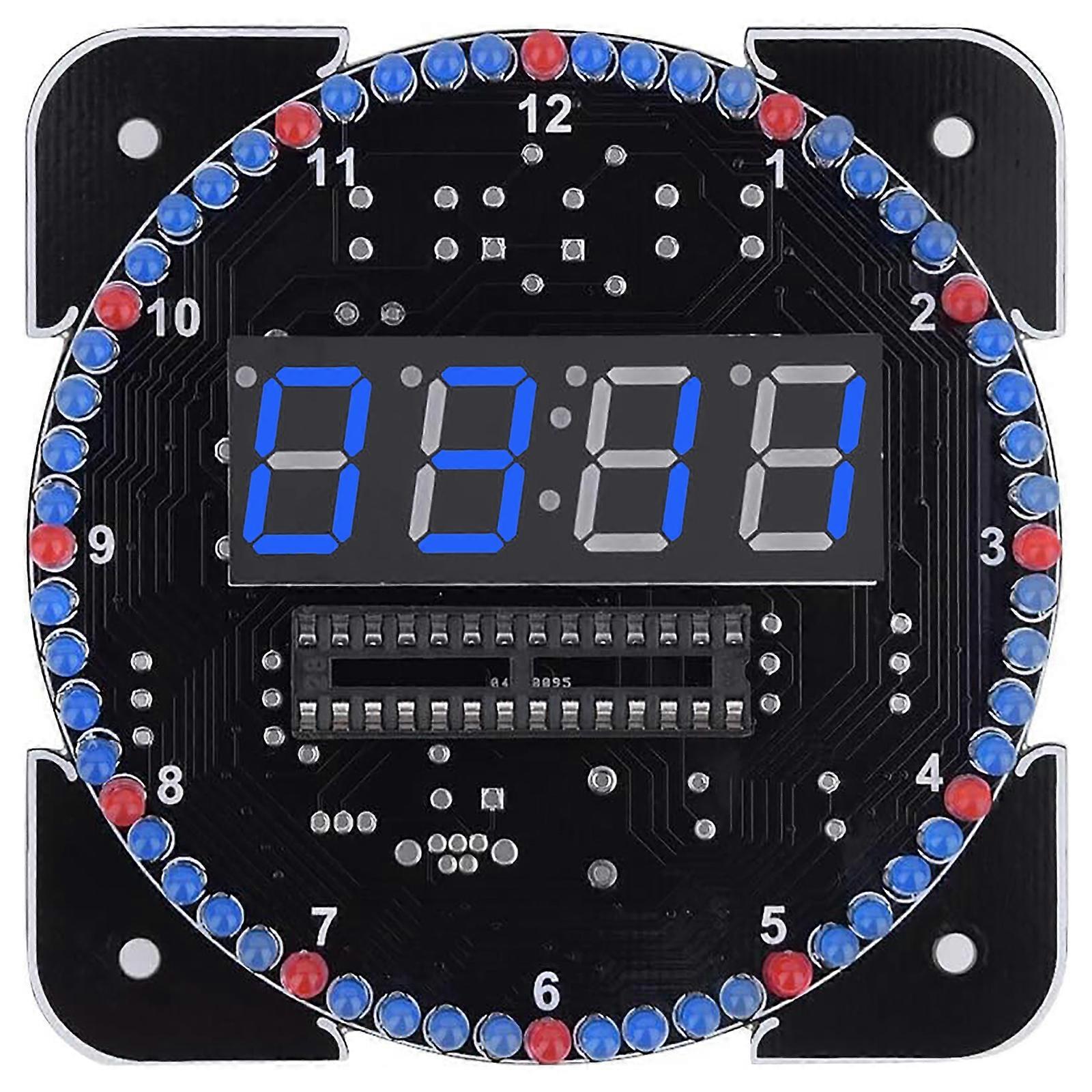 Complete Digital Clock Making Set with Plastic Case Battery Holder Features Time Temperature Display Alarm for Home  Blue