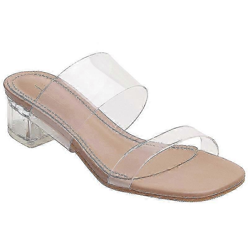 Women's sandals with transparent design and medium crystal heel