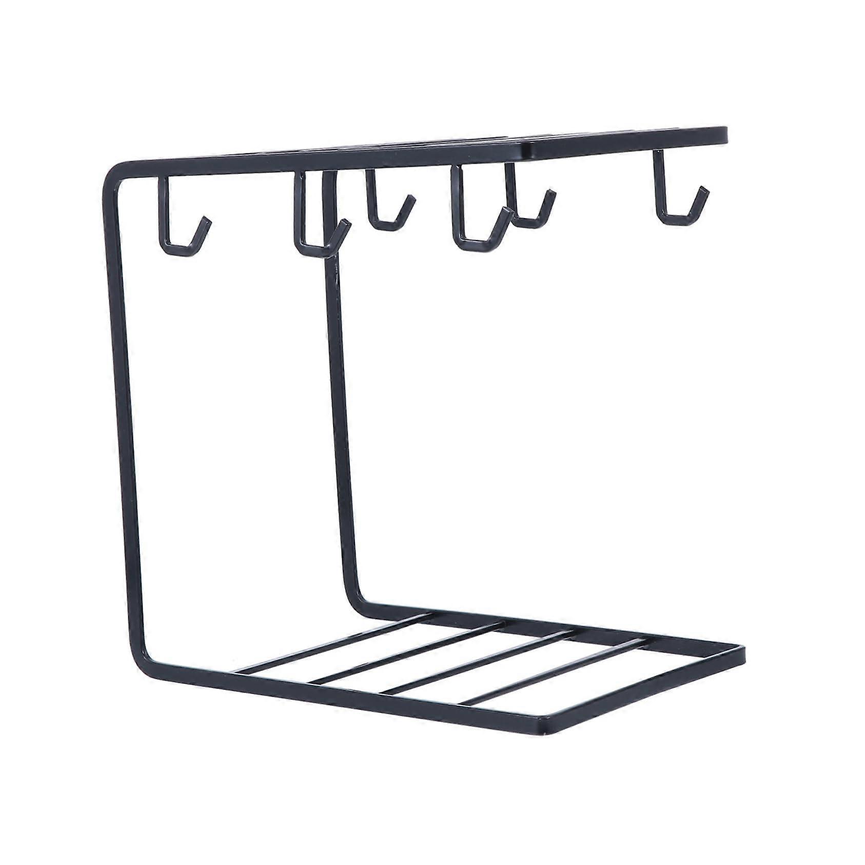 Hook Iron Art Cup Shelf Draining Rack Countertop Coffee Table Black Mug Holder Storage Display Organizer Artistic Design