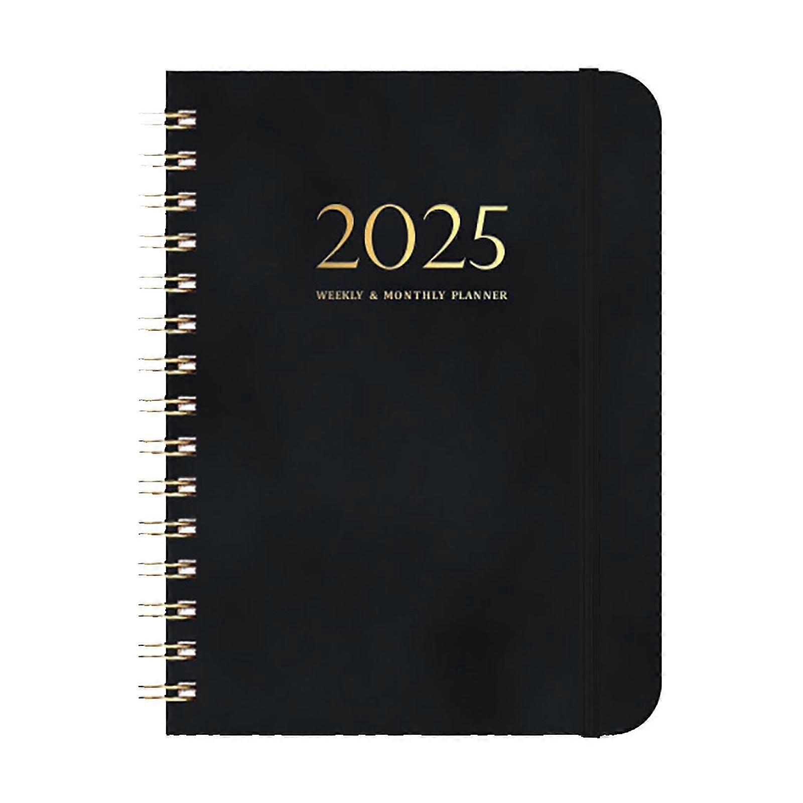 Begine 2025 Leather Planner Black, A5 Wire Bound Weekly & Daily Journal, Notebook, Planning Book, compatible with 2025 calendars