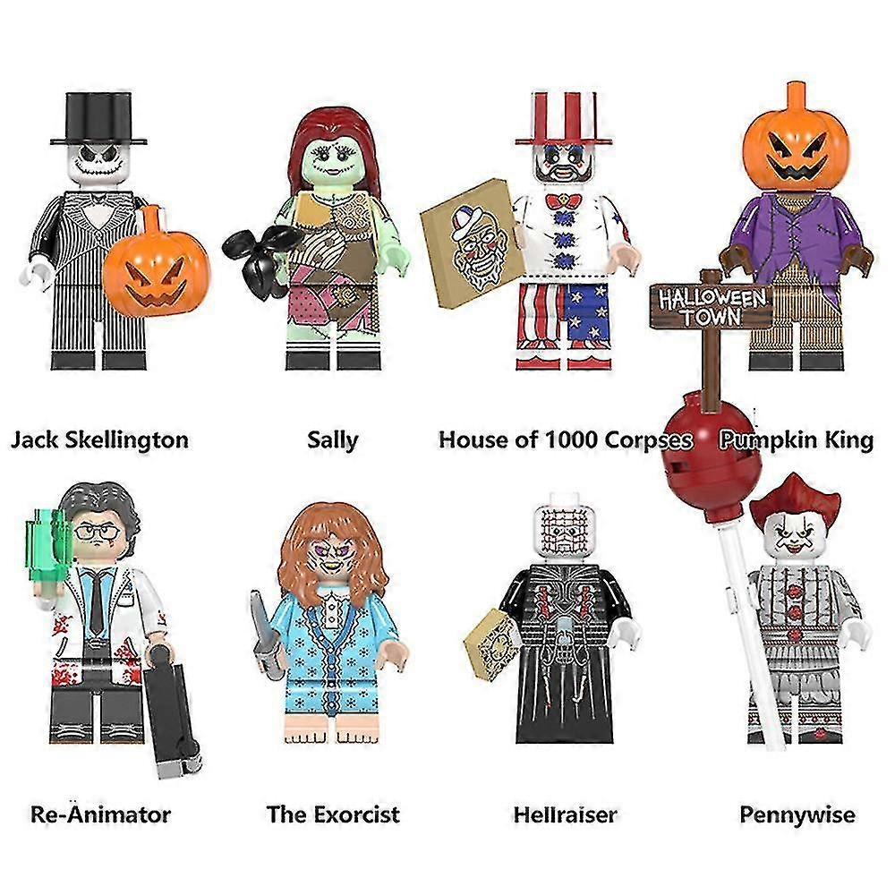 8-pack Halloween Pennywise The Exorcist Sally Minifigure Collectable Mini Building Blocks Action Figures Toy Gift