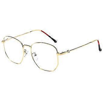 Moda Retro Gafas Poligonales Metal Flat Mirror Ladies Anti-blue Glasses