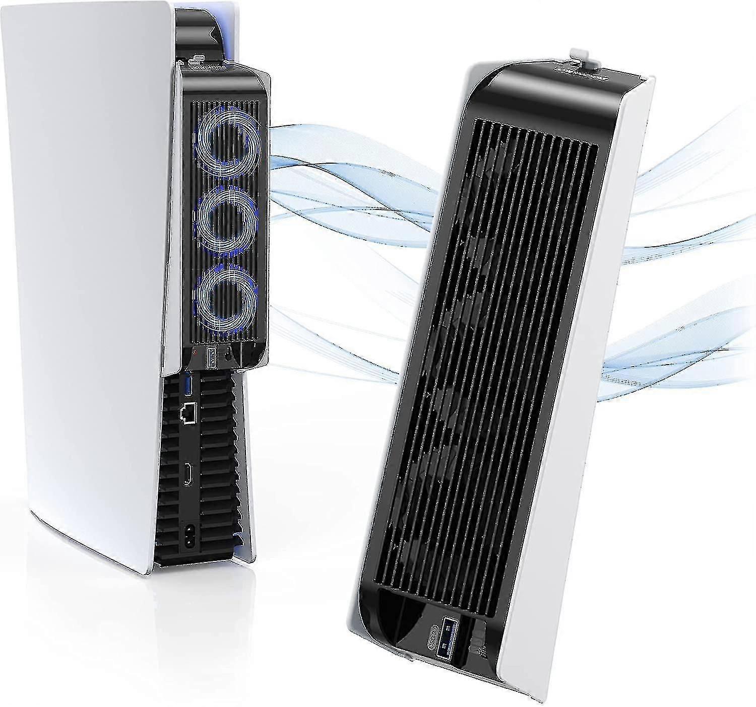 Ps5 Cooling Fan With Led Light, Quiet Fan With 3 Fans And Controller Usb Port Compatible With Ps5 Digital/disc Edition